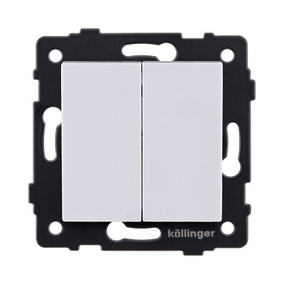 Выключатель кнопочный 2-клавишный 10А/250В, белый Kollinger REA-S-011WH для Aspekt, Eleganz, Reflex