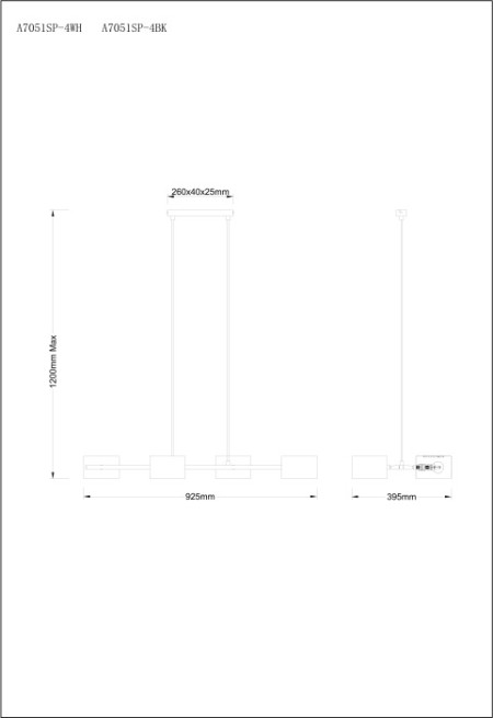 Потолочная люстра Sebastian A7051SP-4WH
