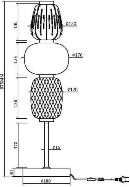 Интерьерная настольная лампа Pattern MOD267TL-L28CH3K