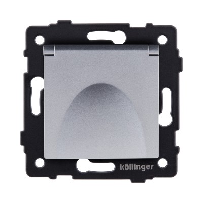 Розетка штепсельная SCHUKO 16A/250 В с крышкой, серый Kollinger REA-006GY для Aspekt, Eleganz, Reflex