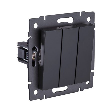 Выключатель 3-клавишный 10А/250В, черный матовый Kollinger REA-S-012BM для Aspekt, Eleganz, Reflex