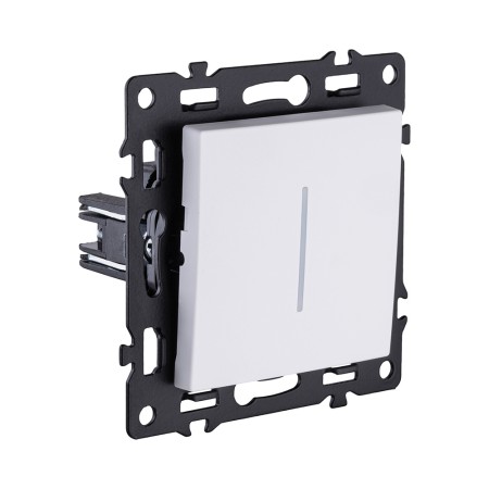 Выключатель кнопочный 1-клавишный 10А/250В с LED подсветкой, белый Kollinger Asthetik AS-012WH