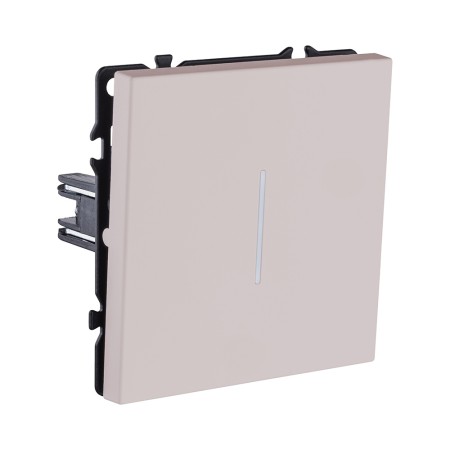 Выключатель кнопочный 1-клавишный 10А/250В с LED подсветкой, кашемир матовый Kollinger Eclipse EC-012CM