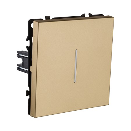 Выключатель кнопочный 1-клавишный 10А/250В с LED подсветкой, золотой Kollinger Eclipse EC-012GD