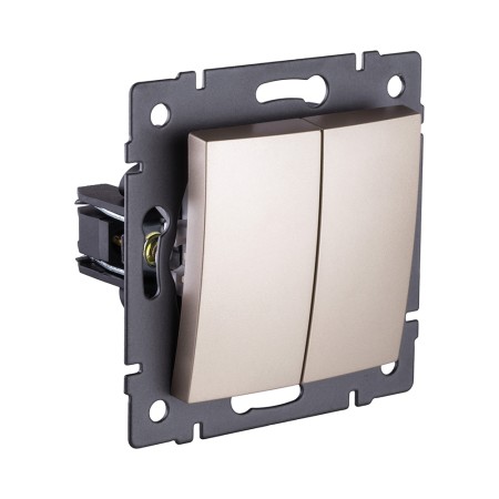 Выключатель кнопочный 2-клавишный 10А/250В, изогнутый, золотой Kollinger REA-R-011GD для Aspekt, Eleganz, Reflex