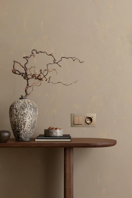 Выключатель кнопочный 2-клавишный 10А/250В, изогнутый, золотой Kollinger REA-R-011GD для Aspekt, Eleganz, Reflex