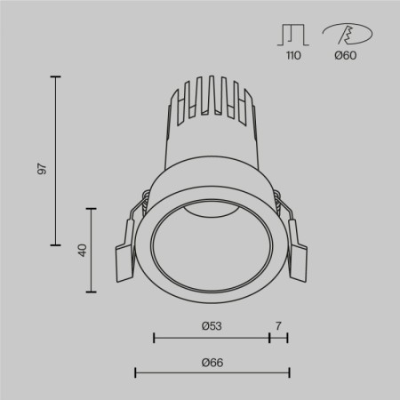 Встраиваемый светильник Maytoni Technical DL116-10W-2.7K-W
