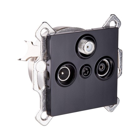 Розетка тройная TV (мама) + TV (папа) + спутниковая SAT, черный Kollinger REA-036BK для Aspekt, Eleganz, Reflex