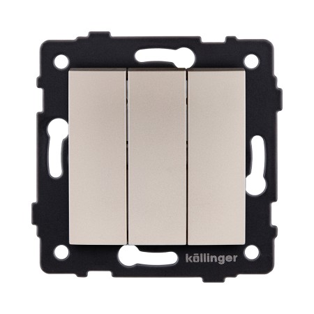 Выключатель 3-клавишный 10А/250В, изогнутый, золотой Kollinger REA-R-012GD для Aspekt, Eleganz, Reflex