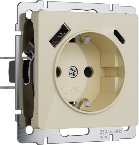 Розетка Встраиваемые механизмы айвори акриловые W1171743