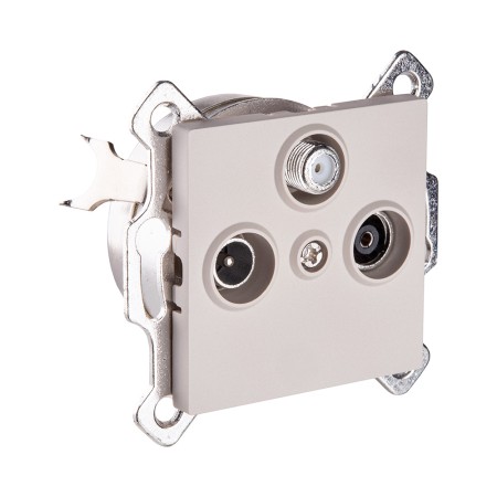 Розетка тройная TV (мама) + TV (папа) + спутниковая SAT, кашемир матовый Kollinger REA-036CM для Aspekt, Eleganz, Reflex