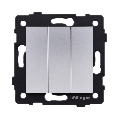 Выключатель 3-клавишный 10А/250В, изогнутый, серый Kollinger REA-R-012GY для Aspekt, Eleganz, Reflex
