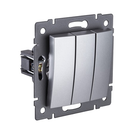 Выключатель 3-клавишный 10А/250В, изогнутый, серый Kollinger REA-R-012GY для Aspekt, Eleganz, Reflex