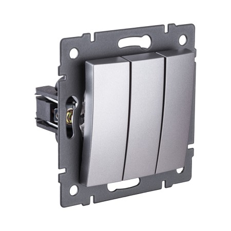 Выключатель 3-клавишный 10А/250В, изогнутый, серый Kollinger REA-R-012GY для Aspekt, Eleganz, Reflex