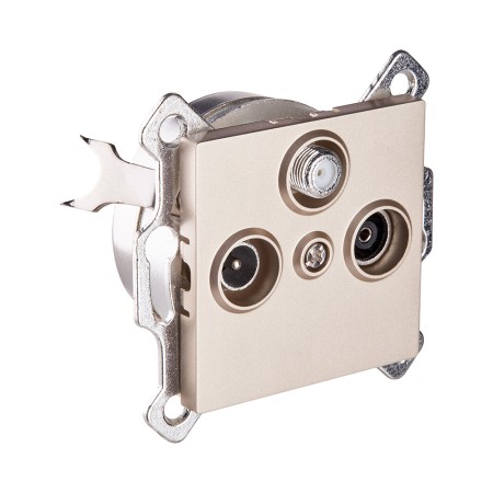 Розетка тройная TV (мама) + TV (папа) + спутниковая SAT, золотой Kollinger REA-036GD для Aspekt, Eleganz, Reflex