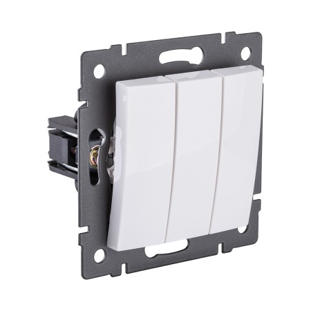 Выключатель 3-клавишный 10А/250В, изогнутый, белый Kollinger REA-R-012WH для Aspekt, Eleganz, Reflex