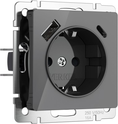 Розетка Встраиваемые механизмы графит акриловые W1171744