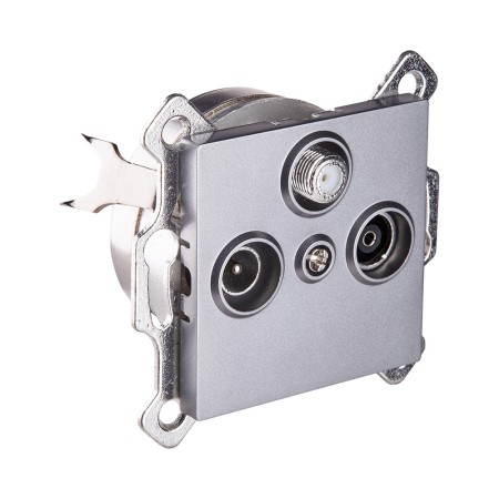 Розетка тройная TV (мама) + TV (папа) + спутниковая SAT, серый Kollinger REA-036GY для Aspekt, Eleganz, Reflex