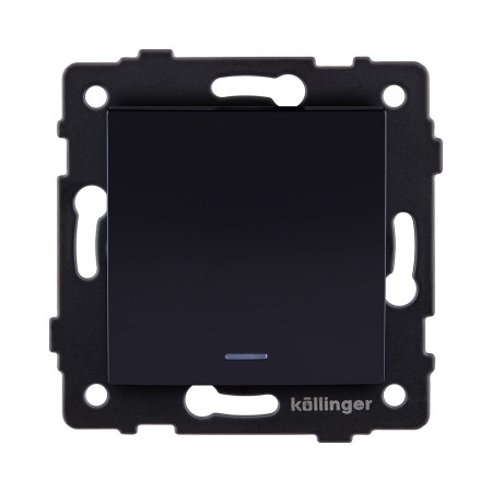 Выключатель кнопочный 1-клавишный 10А/250В с LED подсветкой, изогнутый, черный Kollinger REA-R-013BK для Aspekt, Eleganz, Reflex