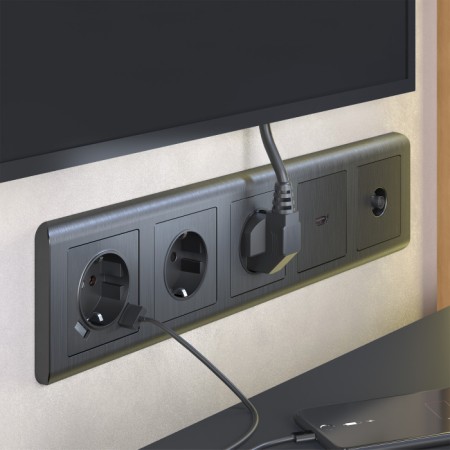 Розетка Встраиваемые механизмы графит рифленый W1183004