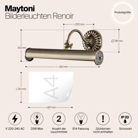 Подсветка для картин Renoir PIC118-22-R