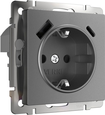 Розетка Встраиваемые механизмы графит матовый W1171764