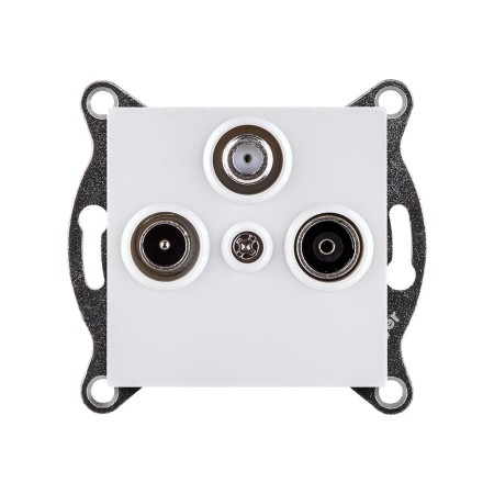 Розетка тройная TV (мама) + TV (папа) + спутниковая SAT, белый Kollinger REA-036WH для Aspekt, Eleganz, Reflex