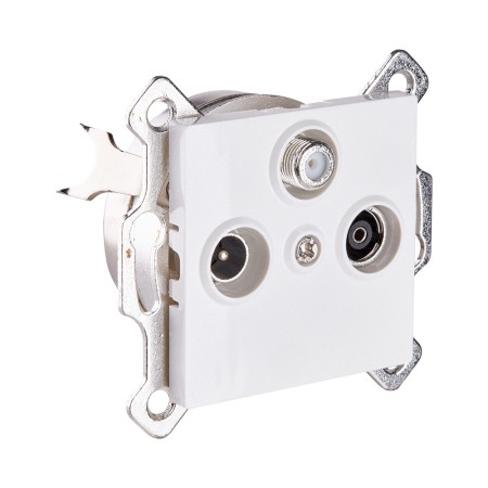 Розетка тройная TV (мама) + TV (папа) + спутниковая SAT, белый Kollinger REA-036WH для Aspekt, Eleganz, Reflex