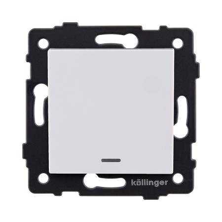 Выключатель кнопочный 1-клавишный 10А/250В с LED подсветкой, белый Kollinger REA-S-013WH для Aspekt, Eleganz, Reflex