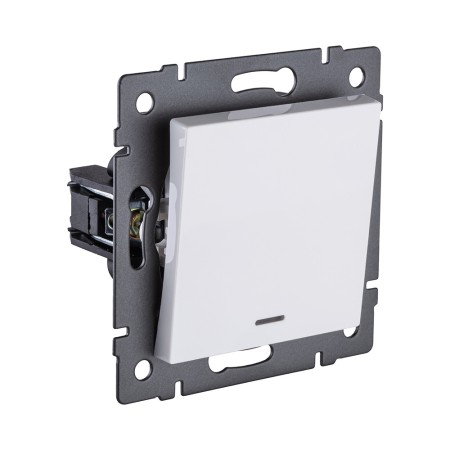 Выключатель кнопочный 1-клавишный 10А/250В с LED подсветкой, белый Kollinger REA-S-013WH для Aspekt, Eleganz, Reflex