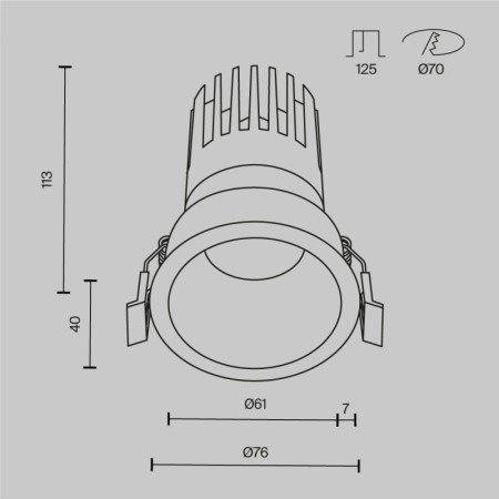 Встраиваемый светильник Maytoni Technical DL118-15W-4K-B