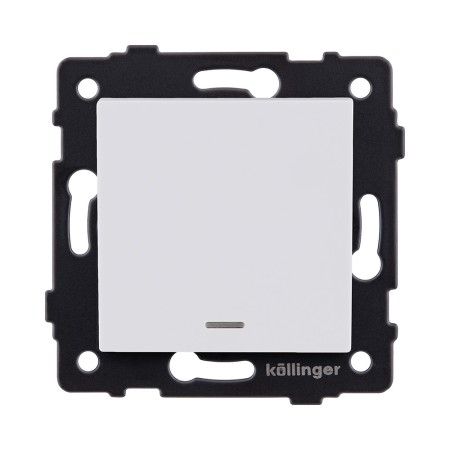 Выключатель кнопочный 1-клавишный 10А/250В с LED подсветкой, белый матовый Kollinger REA-S-013WM для Aspekt, Eleganz, Reflex