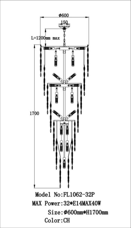 Каскадная люстра Fluorite FL1062-32P