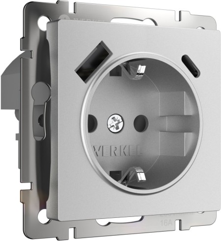 Розетка Встраиваемые механизмы серебряный матовый W1171765