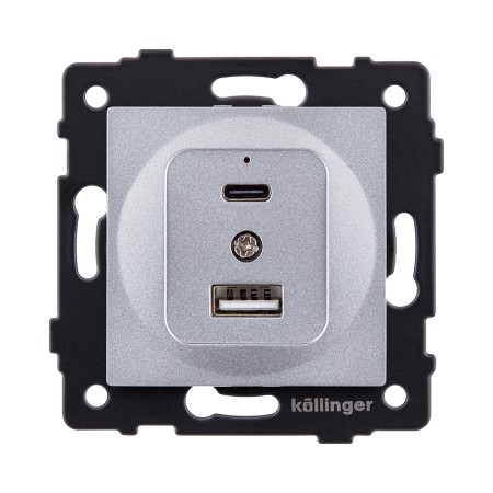 Розетка USB A+C 20W, серый Kollinger REA-037GY для Aspekt, Eleganz, Reflex