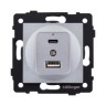 Розетка USB A+C 20W, серый Kollinger REA-037GY для Aspekt, Eleganz, Reflex