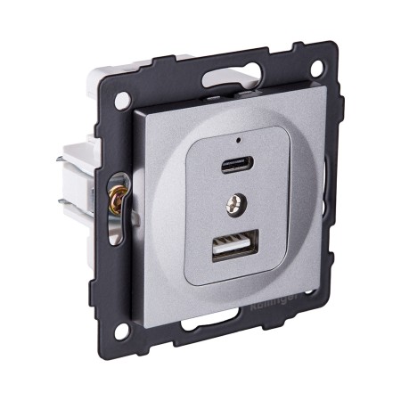 Розетка USB A+C 20W, серый Kollinger REA-037GY для Aspekt, Eleganz, Reflex