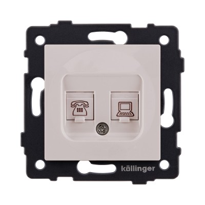 Розетка двойная RJ11 + RJ45 Cat.6, кашемир матовый Kollinger REA-011CM для Aspekt, Eleganz, Reflex