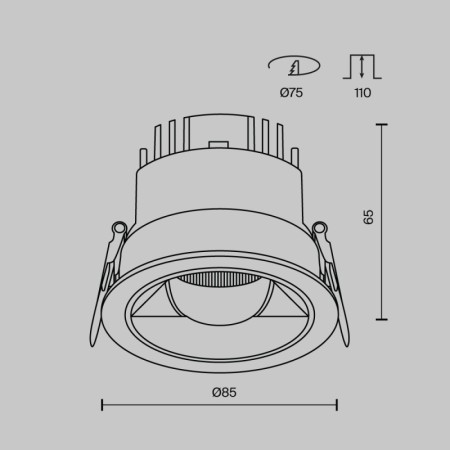 Встраиваемый светильник Maytoni Technical DL100-12W2.7-3-4K-RD-B