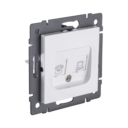 Розетка двойная RJ11 + RJ45 Cat.6, белый Kollinger REA-011WH для Aspekt, Eleganz, Reflex
