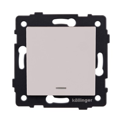 Выключатель 1-клавишный перекрестный 10А/250В с LED подсветкой, кашемир матовый Kollinger REA-S-015CM для Aspekt, Eleganz, Reflex
