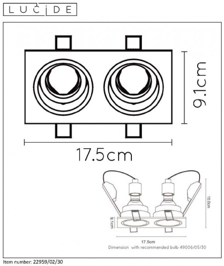 Встраиваемый светильник LUCIDE 22959/02/30