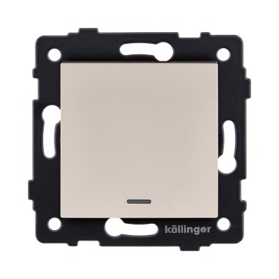 Выключатель 1-клавишный перекрестный 10А/250В с LED подсветкой, золотой Kollinger REA-S-015GD для Aspekt, Eleganz, Reflex