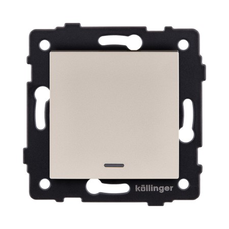 Выключатель 1-клавишный перекрестный 10А/250В с LED подсветкой, золотой Kollinger REA-S-015GD для Aspekt, Eleganz, Reflex