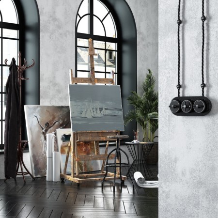 Переключатель Накладные механизмы Vintage черный матовый/хром W5812051