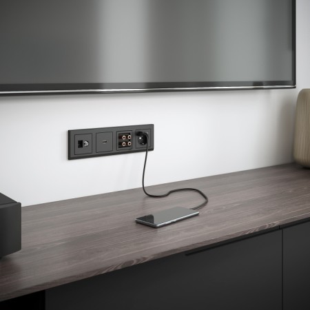 Розетка Встраиваемые механизмы черные матовый W1181308