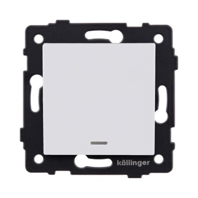 Выключатель 1-клавишный перекрестный 10А/250В с LED подсветкой, белый матовый Kollinger REA-S-015WM для Aspekt, Eleganz, Reflex