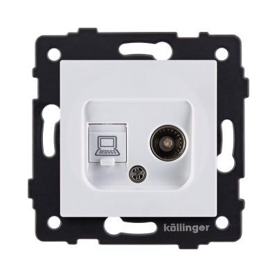 Розетка двойная TV (мама) + RJ45 Cat.6, белый Kollinger REA-012WH для Aspekt, Eleganz, Reflex