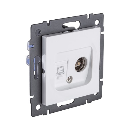 Розетка двойная TV (мама) + RJ45 Cat.6, белый Kollinger REA-012WH для Aspekt, Eleganz, Reflex