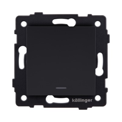 Выключатель 1-клавишный 10А/250В с LED подсветкой, черный матовый Kollinger REA-S-002BM для Aspekt, Eleganz, Reflex